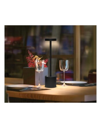 Επιτραπέζιο φωτιστικό επαναφορτιζόμενο black matte Φ 8x34 cm — κωδ. 09-803