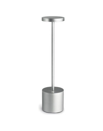 Επιτραπέζιο φωτιστικό επαναφορτιζόμενο silver matte Φ 8x34 cm — κωδ. 09-804