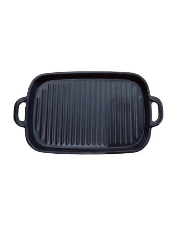 Πιατέλα grill μελαμίνης με 2 χερούλια μαύρο 29.5x24.5x15 cm — κωδ. 12-371