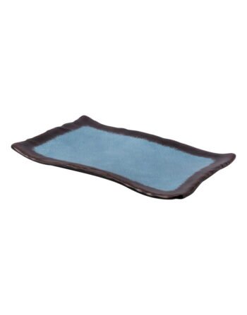 Πιατέλα μελαμίνης ορθογώνια σιέλ-καφέ rustic 27.3x18.7x2.2 cm — κωδ. 12-301