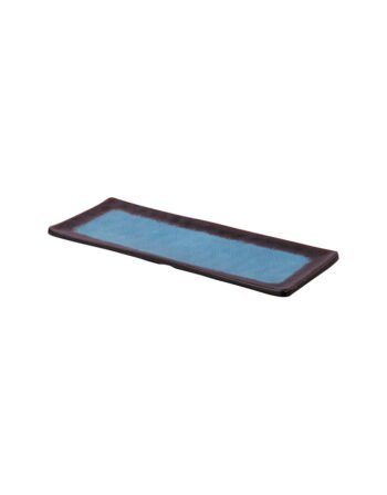 Πιατέλα ορθογώνια μελαμίνης σιέλ-καφέ rustic 28.6x11.2x1.7 cm — κωδ. 12-308