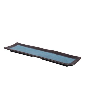 Πιατέλα ορθογώνια μελαμίνης σιέλ-καφέ rustic 36.8x10.7x2.1 cm — κωδ. 12-311